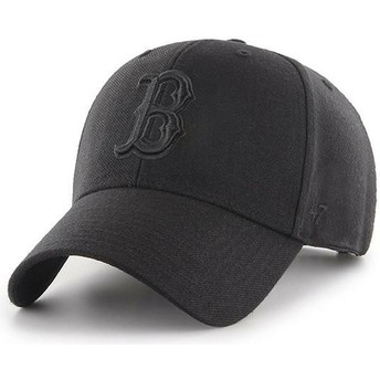 47 Brand Curved Brim Black Logo Boston Red Sox MLB MVP Black Snapback Cap