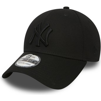 New Era Curved Brim Black Logo39THIRTY Classic New York Yankees MLB Black Fitted Cap