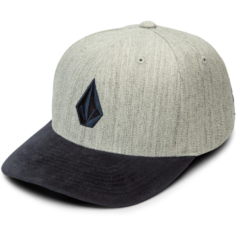 volcom-curved-brim-indigo-full-stone-hthr-xfit-grey-fitted-cap-with-navy-blue-visor