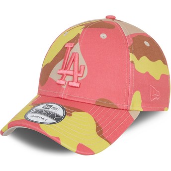 New Era Curved Brim Pink Logo 9FORTY Los Angeles Dodgers MLB Camouflage and Pink Adjustable Cap